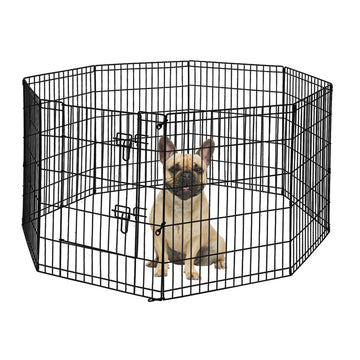 PaWz Pet Dog Playpen Puppy Exercise 8 Panel Enclosure Fence Black With Door 30" PaWz